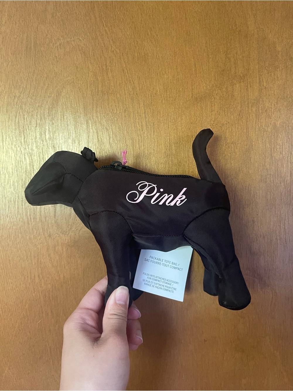 PINK Victoria's Secret Packable Tote Pouch - Black Dog